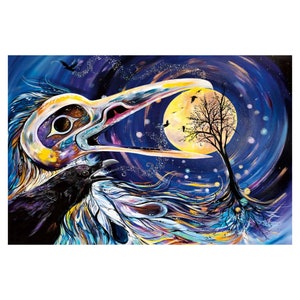 Raven Moon By Carla Joseph, Indigenous Art Print, First Nations, Native Americans, Cree, Métis, Framed Art