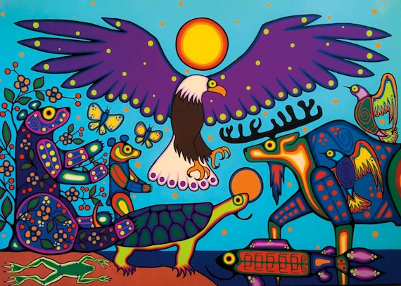 Where Sky, Water and Land Meet by Jim Oskineegish Indigenous Art