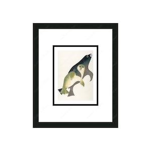Abraço da Mãe por Kananginak Pootoogook, Cartão de Arte Indígena, Cabo Dorset, Cartão de Arte Emoldurado Inuit