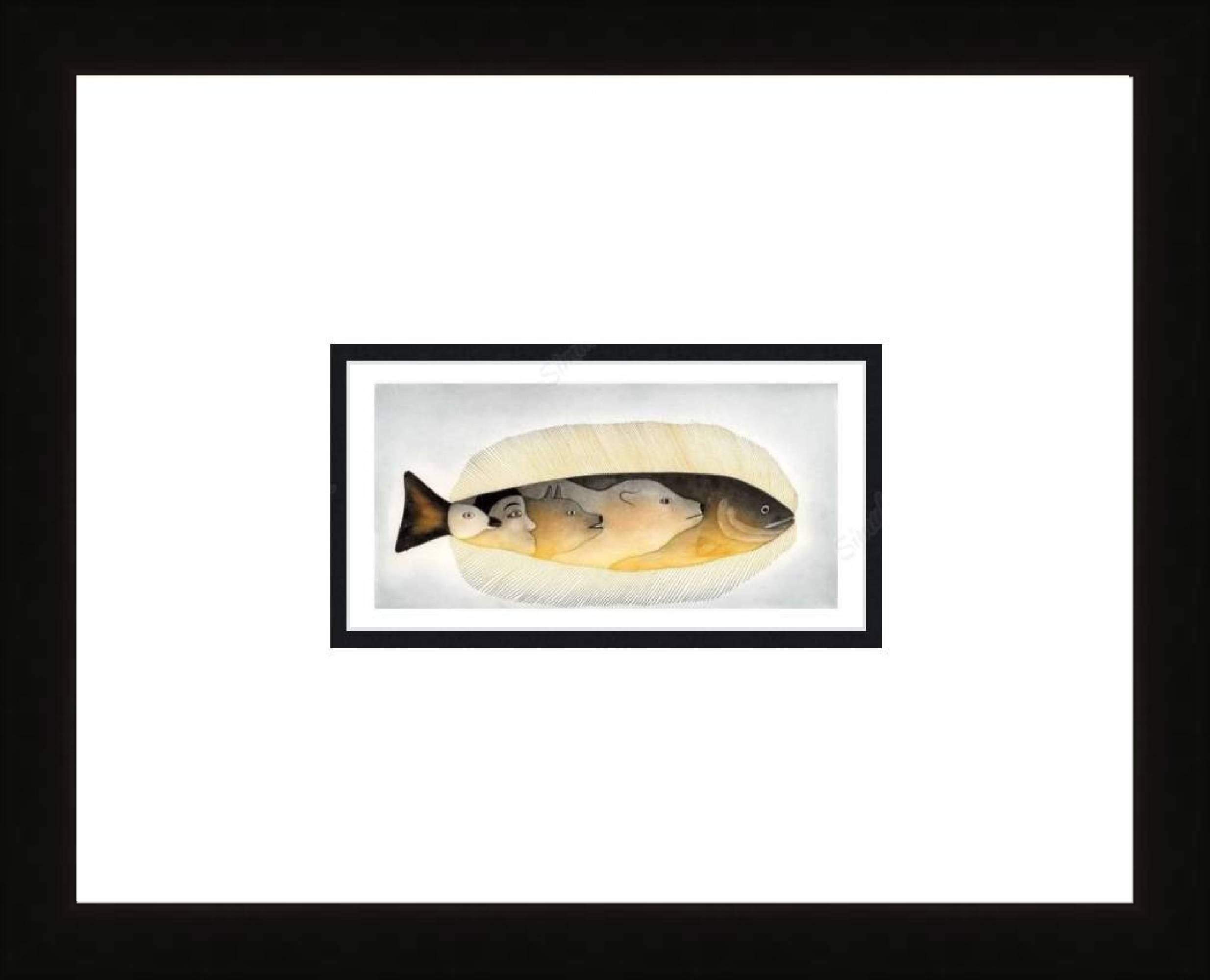 Ancient Vision, 2006 by Mialia Jaw, Inuit Art Card,  Cape Dorset, Framed Art Card
