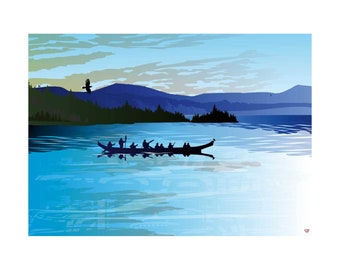 Summer Journey By Mark Preston, Indigenous Art Print, First Nations, Native Americans, Tlingit, Yukon Territory, Framed Art
