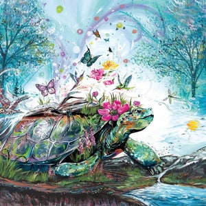 Mystical Turtle By Carla Joseph, Indigenous Art Print, First Nations, Native Americans, Cree, Métis, Framed Art