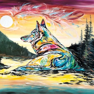 Lone Wolf By Carla Joseph, Indigenous Art Print, First Nations, Native Americans, Cree, Métis, Framed Art
