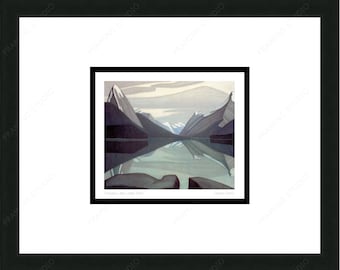 Maligne Lake / Jasper Prk von Lawren S. Harris, Group of Seven Kunstkarte, gerahmte Kunstkarte