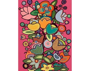 Tree of Life III by Donna Langhorne Indigenous Art Print, First Nations, Anishinaabe Nation, Native Americans Decor, Framed Art
