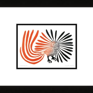 Chouette enchantée par Kenojuak Ashevak, carte d'art inuit autochtone, Cape Dorset, carte d'art encadrée