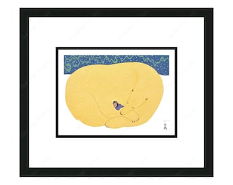 Tiguaq (Adopted), 2017 by Ningiukulu Teevee, Indigenous Inuit Art Card, Cape Dorset, Framed Art Card