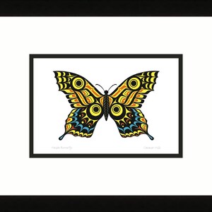 Papillon haïda par Clarence Mills, carte d'art autochtone, artiste haïda, carte d'art encadrée