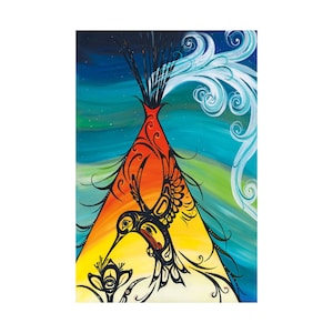 Hummingbird Teepee By Carla Joseph, Indigenous Art Print, First Nations, Native Americans, Framed Art