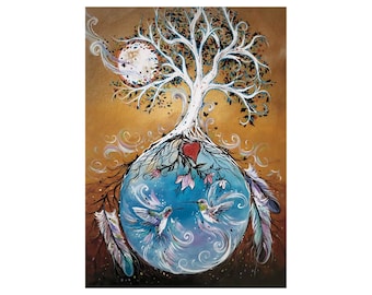 Tree of Life By Carla Joseph, Indigenous Art Print, First Nations, Native Americans, Cree, Métis, Framed Art