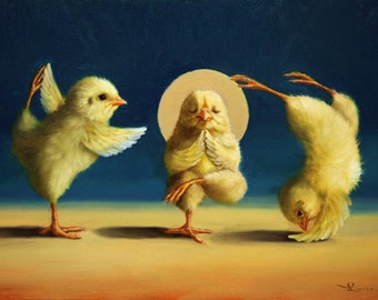 Yoga Chicks 2 By Lucia Heffernan Art Print - Yoga Fitness Room Decor - Animal Wall Decor