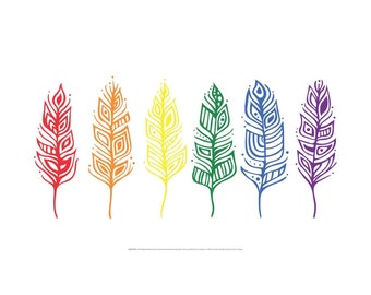 Pride Feathers By Patrick Hunter Indigenous Art Print, First Nations, Ojibway, Native Americans Indian Decor, Framed Art