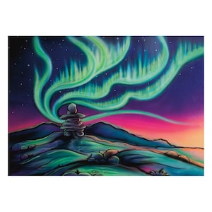 Sky Dance Friendly Skies By Amy Keller-Rempp Indigenous Art Print, First Nations, Native Americans Decor, Northern Lights, Aurora Borealis