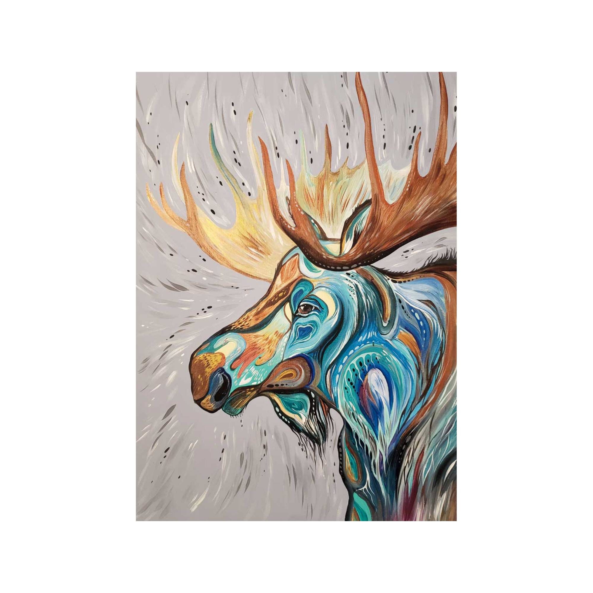 Cree Style Moose by Cree Artist Carla Joseph, Indigenous Art Print