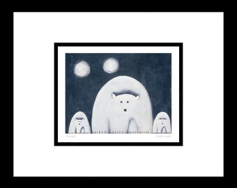 Midnight By Jimmy Wright, Polar Bear Art Print, Framed Art