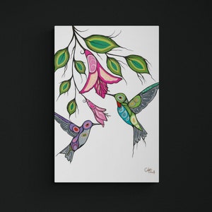 Cree Hummingbirds By Carla Joseph, Indigenous Art Print, First Nations, Native Americans, Cree, Métis, Framed Art