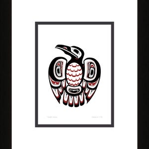 Haïda Raven Moon par Clarence Mills, carte d'art autochtone, artiste haïda, carte d'art encadrée