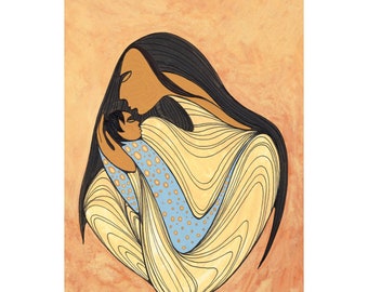 A New Beginning by Maxine Noel, Indigenous Art Print, First Nations, Native Americans, Framed Art Card