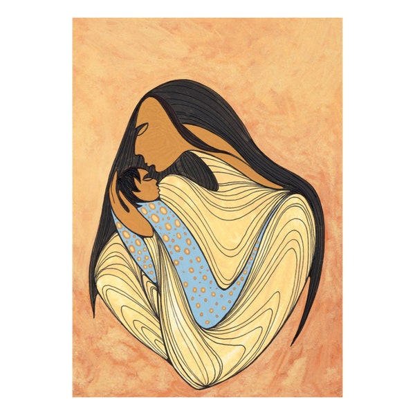 A New Beginning by Maxine Noel, Indigenous Art Print, First Nations, Native Americans, Framed Art Card