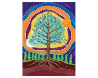 Positieve energie-uitwisseling door Patrick Hunter Inheemse kunstprint, First Nations, Ojibway, Indiaanse indianen decor, ingelijste kunst