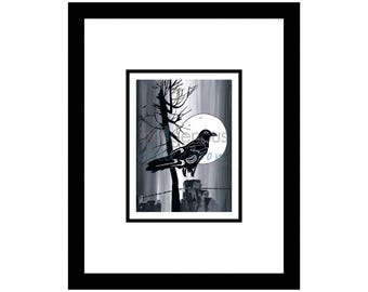 Full Moon Raven By Diane Levesque, Indigenous Art Print, First Nations, Native Americans, Framed Art