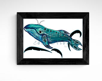 Whale By Diane Levesque, Indigenous Art Print, First Nations, Native Americans, Framed Art