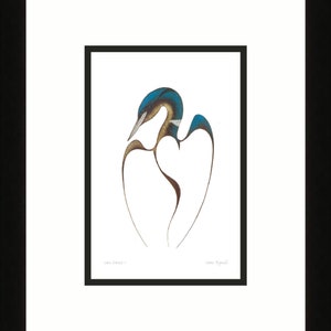 Loon Dance II par Isaac Bignell, carte d'art autochtone, décoration autochtone, carte d'art encadrée