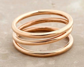 Wraparound wire ring Wrap ring 9K rose gold Wide multi wire ring Minimalist Geometric Handmade Statement wide wrap ring Gift for her
