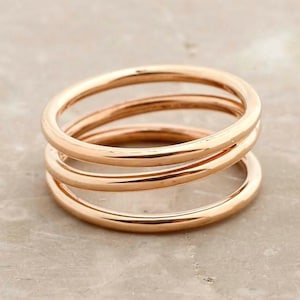 Wraparound wire ring Wrap ring 9K rose gold Wide multi wire ring Minimalist Geometric Handmade Statement wide wrap ring Gift for her
