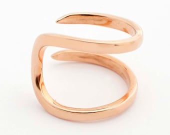 Modern open ring Adjustable 9K Gold Yellow White Rose gold Wrap Wraparound Band Minimalist Everyday Jewelry Sterling 925 Rings for women