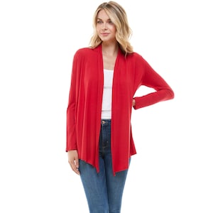 Azules Women's Rayon Span Open Front Drape Cardigan [Made in USA]