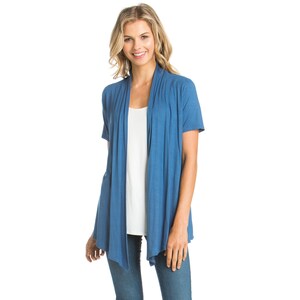 Azules Womens Short Sleeve Open-Front Everyday Cardigan Soft Rayon Fabric Made in USA image 7