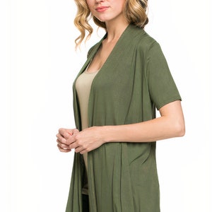 Azules Womens Short Sleeve Open-Front Everyday Cardigan Soft Rayon Fabric Made in USA image 3