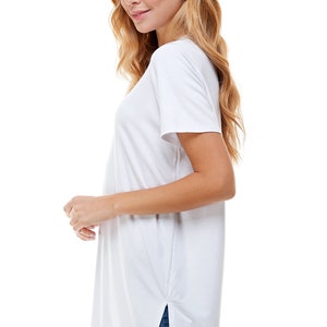 Azules Women's Short Sleeve Side Slit Soft Loose Casual Tunic Tops Perfect for Leggings and Trendy Comfort image 6