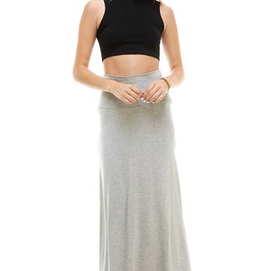 AZULES Long Maxi Skirt Soft Rayon Fabric Made in USA Heather Gray