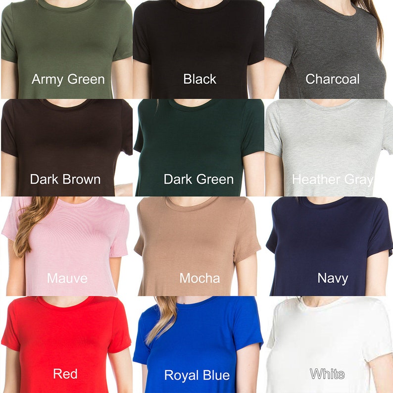 tshirt women vintage Crew Neck Short Sleeve Curved Hem T-Shirt Tunic Top Made in USA image 9