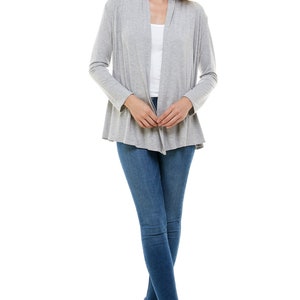 Azules Women's Rayon Span Open Front Drape Cardigan Made in USA Heather Gray