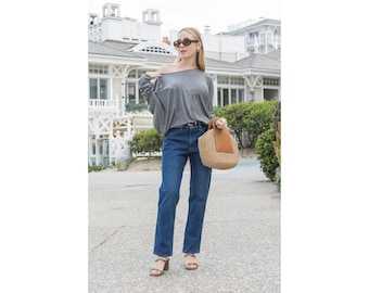 Oversized dolman-topje – off-shoulder vleermuistuniek, grote maten