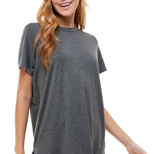 Azules Women's Short Sleeve Side Slit Soft Loose Casual Tunic Tops Perfect for Leggings and Trendy Comfort image 9