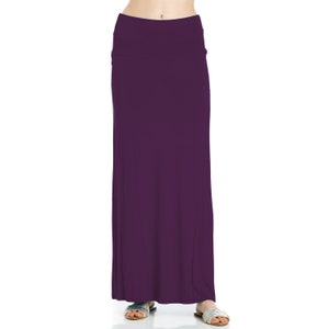 AZULES Long Maxi Skirt Soft Rayon Fabric Made in USA Eggplant