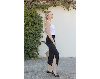 Jerseygebreide midirok met ruches en split - Azules