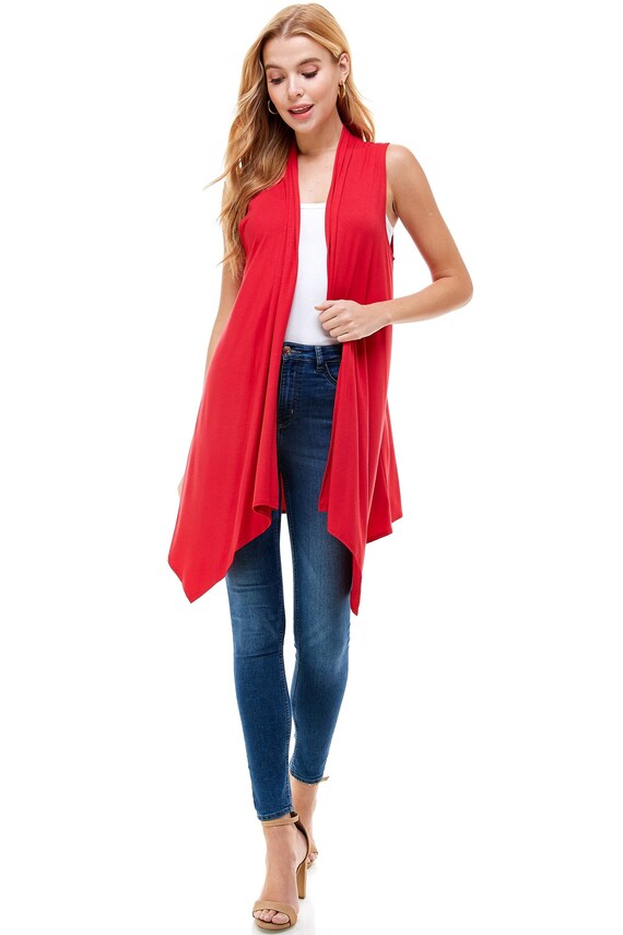 red open front cardigan sweater