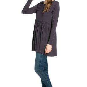 Azules Women's Long Sleeve Ruffle Hem Tunic Top Perfect with Leggings and Jeans Made in USA image 2