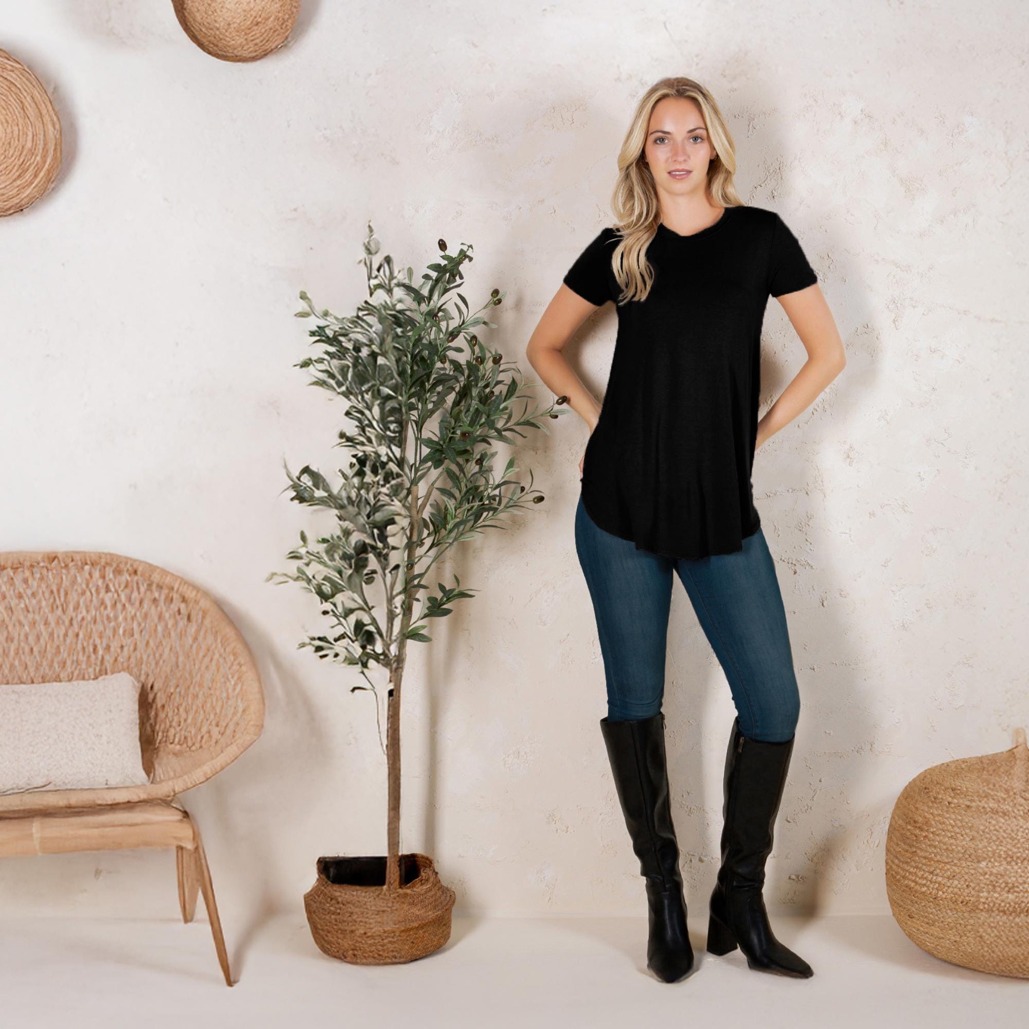 long sleeve black elegant dress Eterne Turtleneck Ribbed Jersey Dress