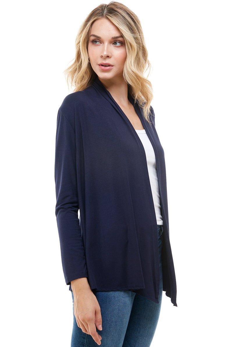 Azules Women's Rayon Span Open Front Drape Cardigan Made in USA image 4