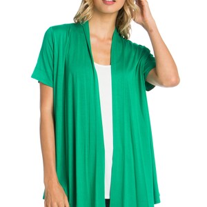 Azules Womens Short Sleeve Open-Front Everyday Cardigan Soft Rayon Fabric Made in USA image 2