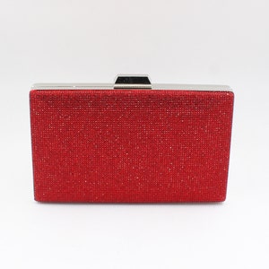 女性用イブニングクラッチバッグ ウェディングバッグ 取り外し可能なチェーン付き 人工クリスタル装飾 クラッチバッグ レッドイブニングバッグ