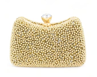 Frauen Abend Clutch Taschen Gold Abendtasche mit Naturstein Hochzeit Tasche Gold Abendtasche mit abnehmbarer Kette, Handtasche