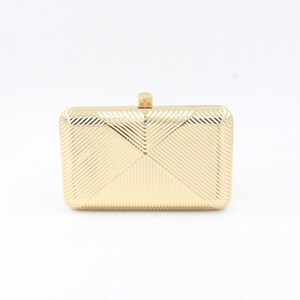 Borse da sera da donna Borsa da sera con custodia metallica in oro metallizzato, Borsa da sposa con custodia in metallo dorato