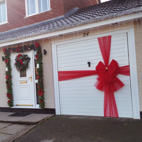 Garage Door Bow Red Christmas Door Bow GIANT Deluxe Xmas Bow Full Door Kit